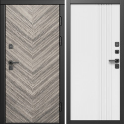 Входная дверь Termo-Door Плаза Серая Елочка - Страйп Белый Софт