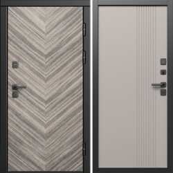 Входная дверь Termo-Door Плаза Серая Елочка - Страйп Капучино