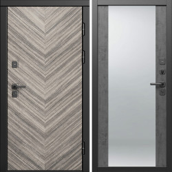 Входная дверь Termo-Door Плаза Серая Елочка - Зеркало бетон темный
