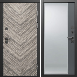 Входная дверь Termo-Door Плаза Серая Елочка - Зеркало Фацет Grey софт