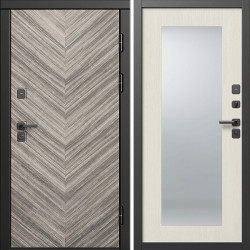 Входная дверь Termo-Door Плаза Серая Елочка - Зеркало Триумф лиственница