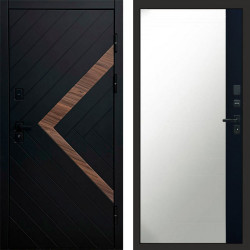 Входная дверь Termo-Door Плэй - Зеркало Фацет Черный кварц+тонировка серая