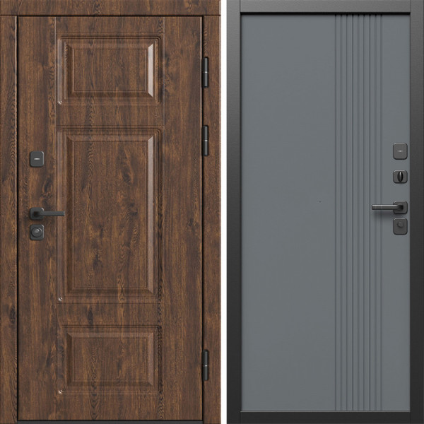 Входная дверь Termo-Door Премиум Дуб - Страйп Грей Софт
