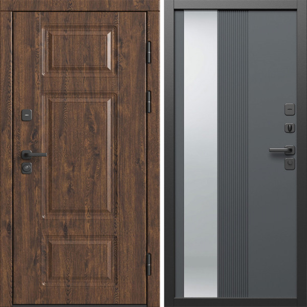 Входная дверь Termo-Door Премиум Дуб - Зеркало Люмис Грей Софт