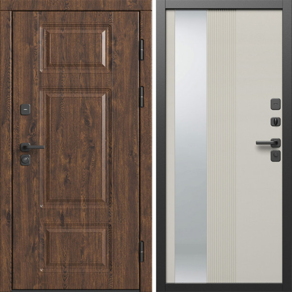 Входная дверь Termo-Door Премиум Дуб - Зеркало Люмис Соновая Кость