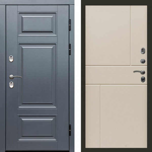 Входная дверь Termo-Door Премиум Grey - Горизонт Слоновая кость