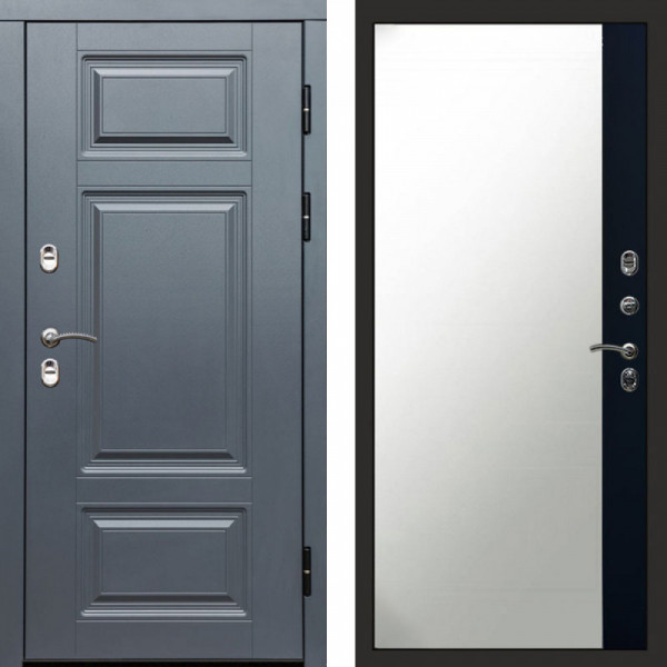Входная дверь Termo-Door Премиум Grey - Зеркало Фацет Черный кварц+тонировка серая