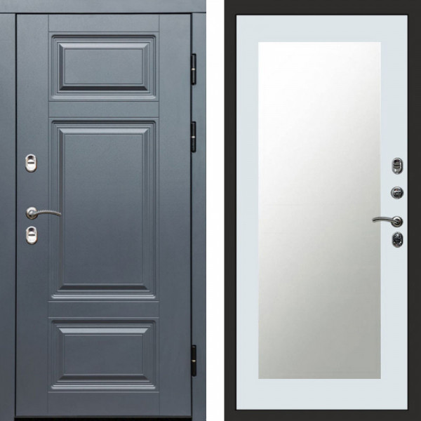 Входная дверь Termo-Door Премиум Grey - Зеркало Триумф Белый софт