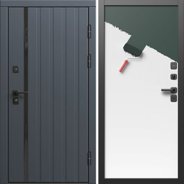 Входная дверь Termo-Door Роял Графит - Гладкая Панель Под Покраску (грунт)
