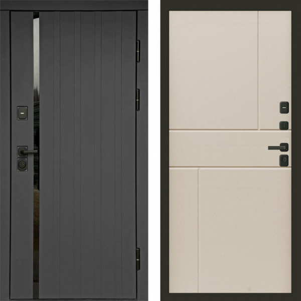 Входная дверь Termo-Door Роял Графит - Горизонт Слоновая кость