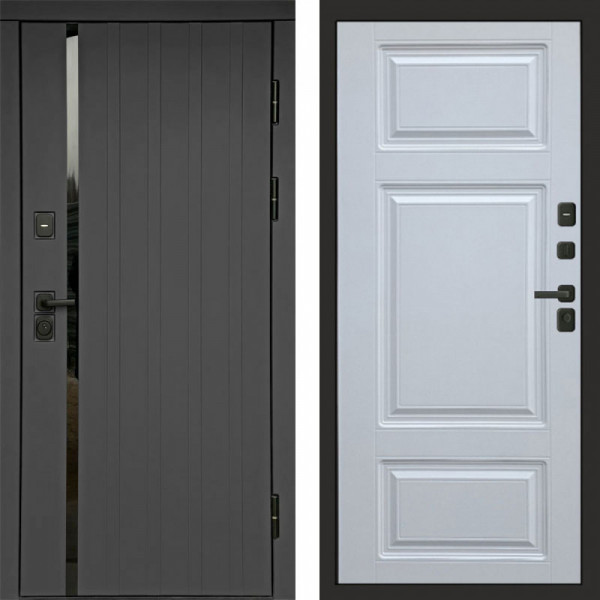 Входная дверь Termo-Door Роял Графит - Лион Белый софт