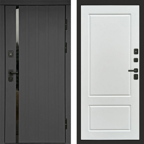 Входная дверь Termo-Door Роял Графит - Марсель Белый софт