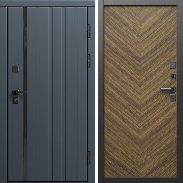 Входная дверь Termo-Door Роял Графит - Плаза Елочка Орех