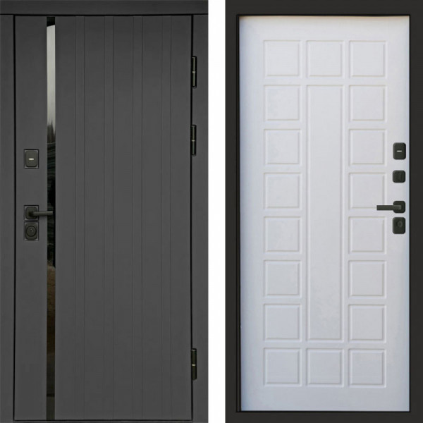 Входная дверь Termo-Door Роял Графит - Престиж белое дерево
