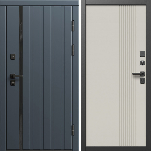 Входная дверь Termo-Door Роял Графит - Страйп Слоновая Кость
