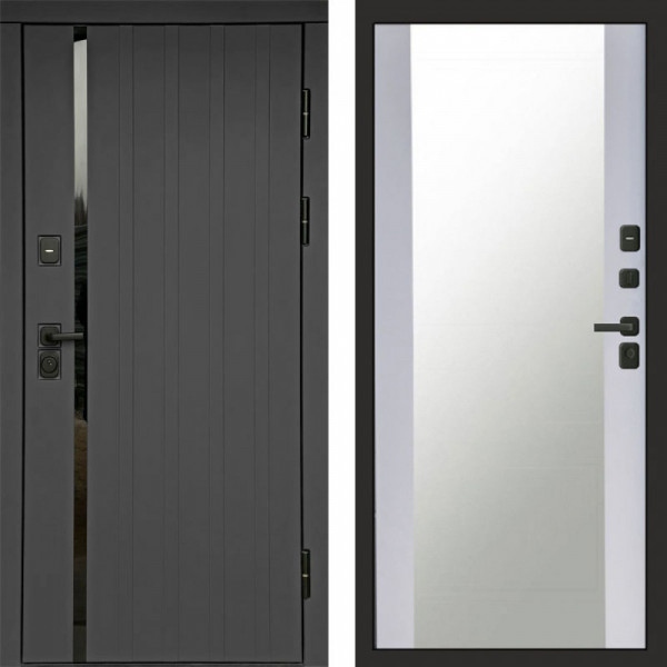 Входная дверь Termo-Door Роял Графит - Зеркало белый софт