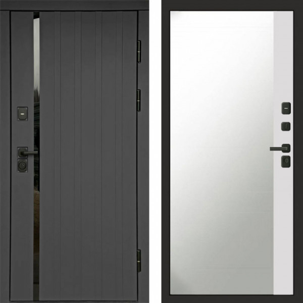 Входная дверь Termo-Door Роял Графит - Зеркало Фацет Белый софт