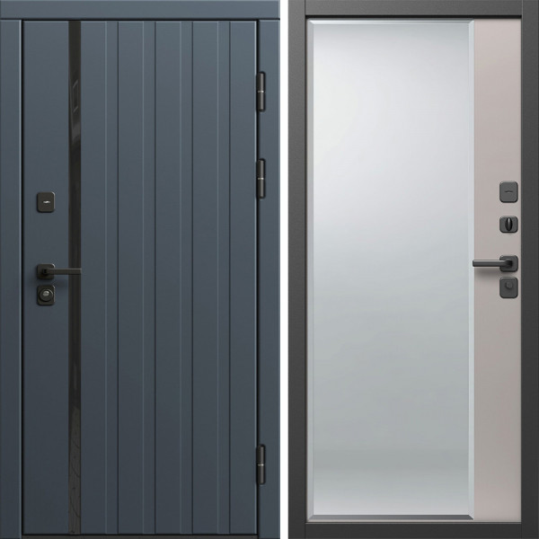 Входная дверь Termo-Door Роял Графит - Зеркало Фацет Капучино