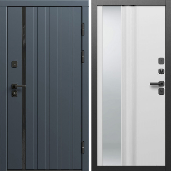 Входная дверь Termo-Door Роял Графит - Зеркало Люмис Белый Софт