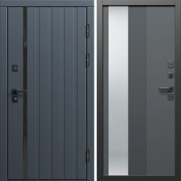 Входная дверь Termo-Door Роял Графит - Зеркало Люмис Грей Софт