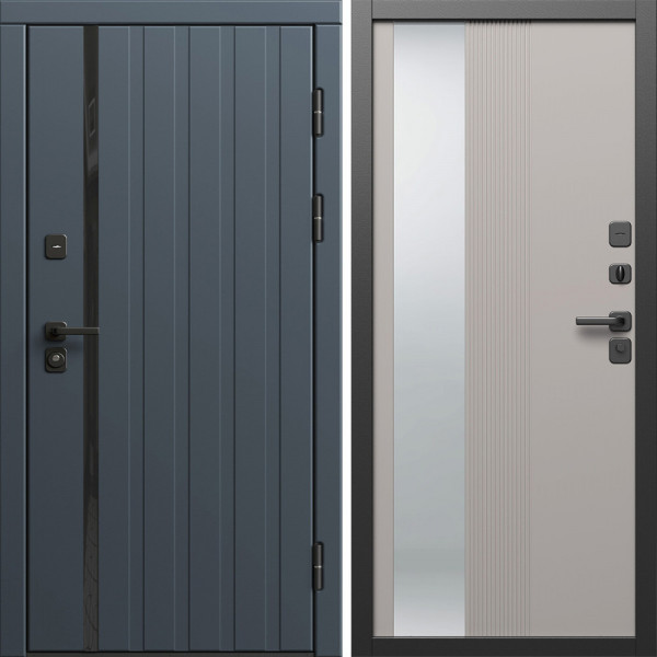Входная дверь Termo-Door Роял Графит - Зеркало Люмис Капучино