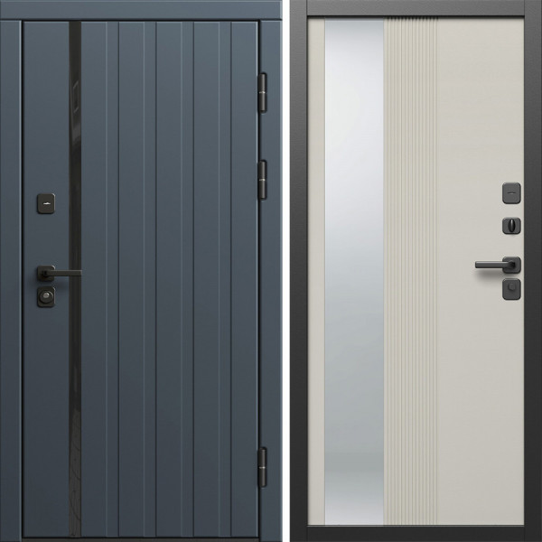 Входная дверь Termo-Door Роял Графит - Зеркало Люмис Соновая Кость