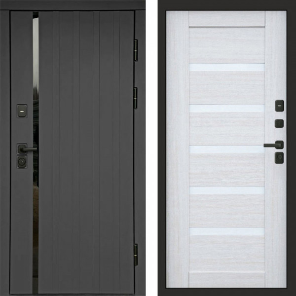 Входная дверь Termo-Door Роял Графит - Зеркало Триумф Царга лиственница 4500 / 5500