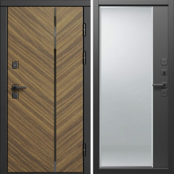 Входная дверь Termo-Door Санрайз - Зеркало Фацет Черный кварц+тонировка серая