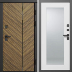 Входная дверь Termo-Door Санрайз - Зеркало Триумф Белый софт