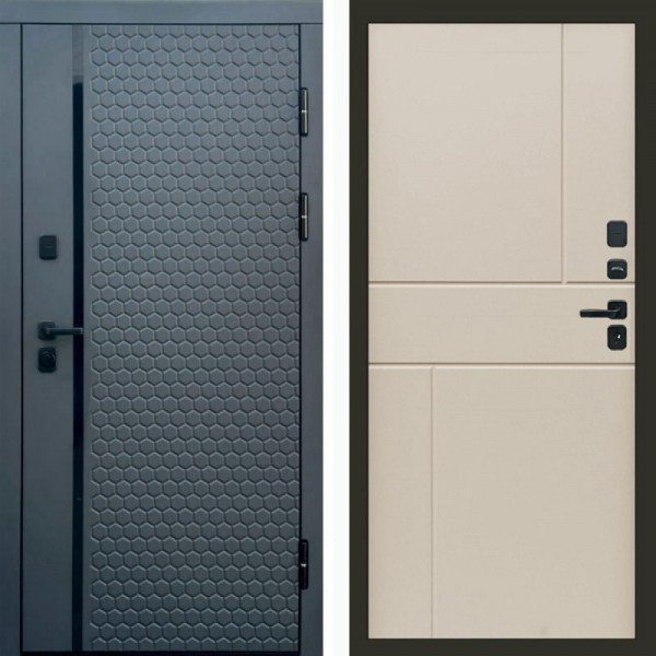 Входная дверь Termo-Door Simple Графит - Горизонт Слоновая кость