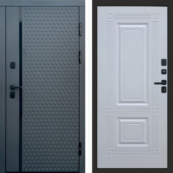 Входная дверь Termo-Door Simple Графит - Мадрид Белый софт