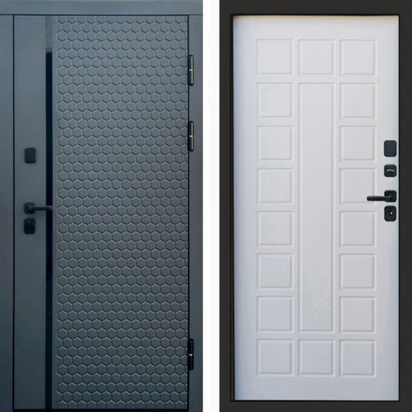 Входная дверь Termo-Door Simple Графит - Престиж белое дерево