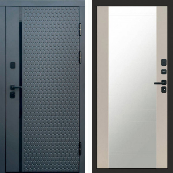 Входная дверь Termo-Door Simple Графит - Зеркало Слоновая кость