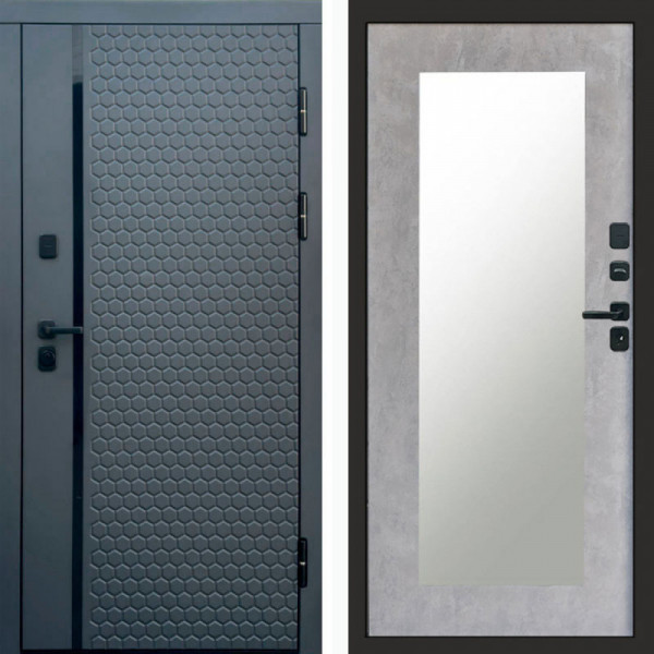 Входная дверь Termo-Door Simple Графит - Зеркало Триумф бетон светлый