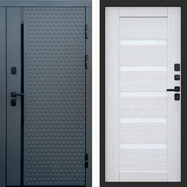 Входная дверь Termo-Door Simple Графит - Зеркало Триумф Царга лиственница 4500 / 5500