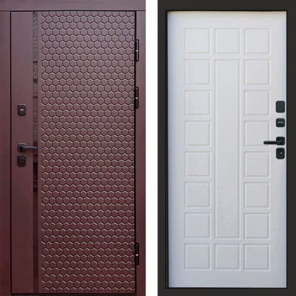 Входная дверь Termo-Door Simple Шоколад - Престиж белое дерево