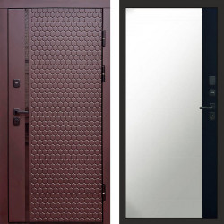 Входная дверь Termo-Door Simple Шоколад - Зеркало Фацет Черный кварц+тонировка серая