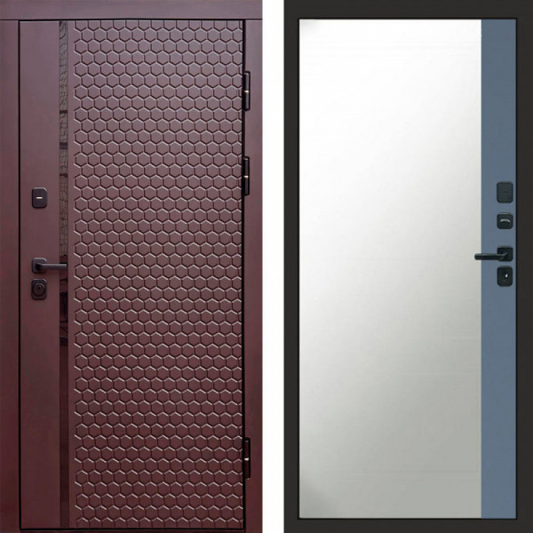 Входная дверь Termo-Door Simple Шоколад - Зеркало Фацет Grey софт