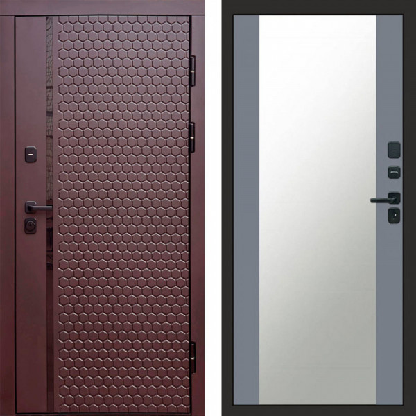 Входная дверь Termo-Door Simple Шоколад - Зеркало Grey Софт