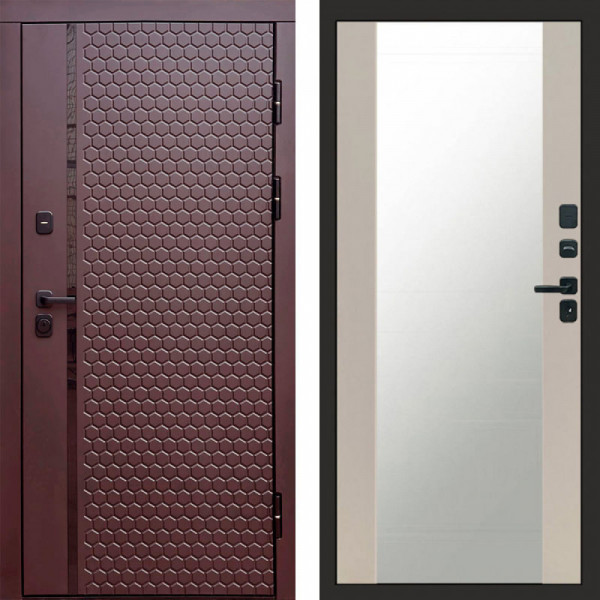 Входная дверь Termo-Door Simple Шоколад - Зеркало Слоновая кость