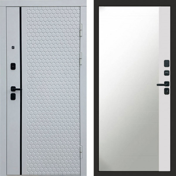 Входная дверь Termo-Door Simple White - Зеркало Фацет Белый софт
