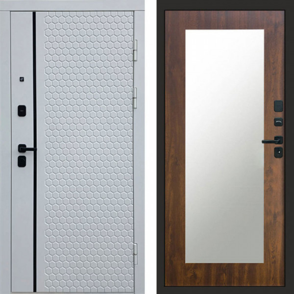 Входная дверь Termo-Door Simple White - Зеркало Триумф дуб
