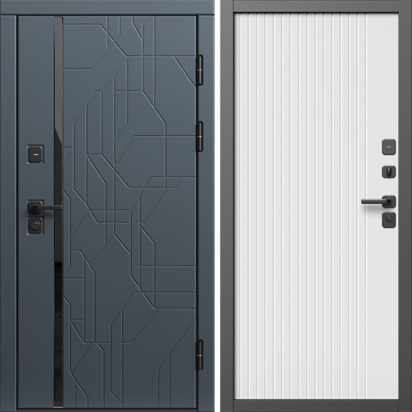 Входная дверь Termo-Door Сплит Графит - Флэт Белый софт