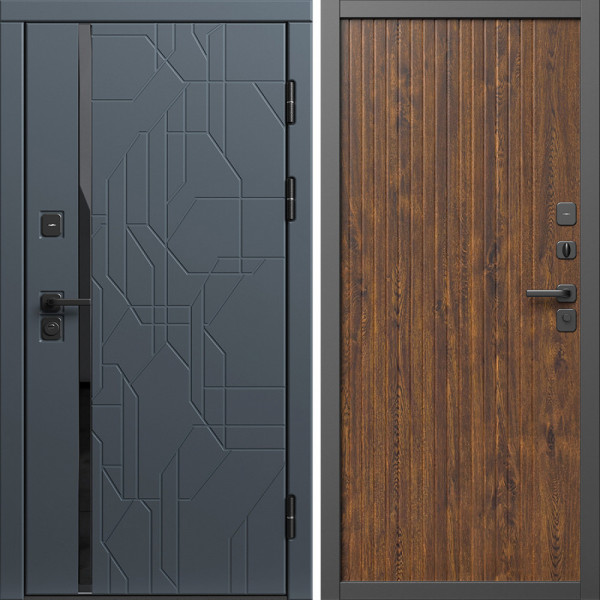 Входная дверь Termo-Door Сплит Графит - Флэт Дуб
