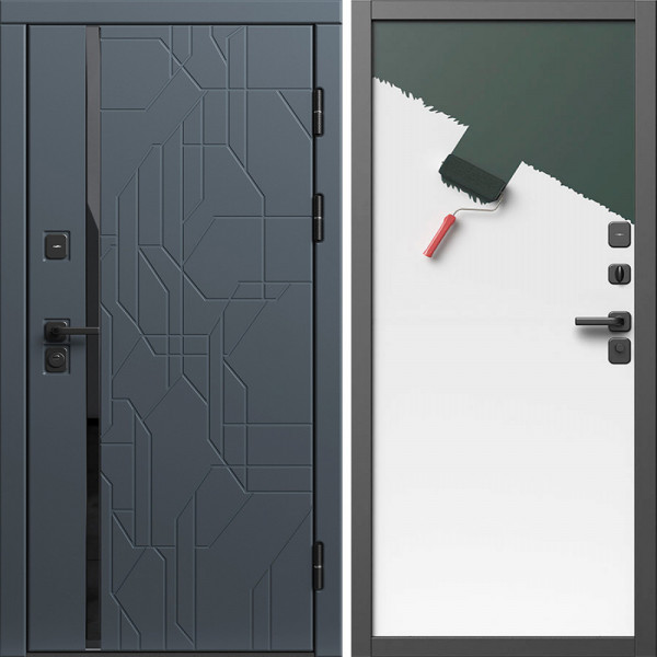 Входная дверь Termo-Door Сплит Графит - Гладкая Панель Под Покраску (грунт)