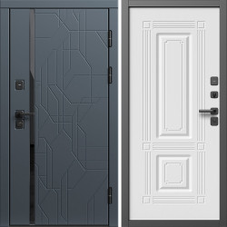 Входная дверь Termo-Door Сплит Графит - Мадрид Белый софт