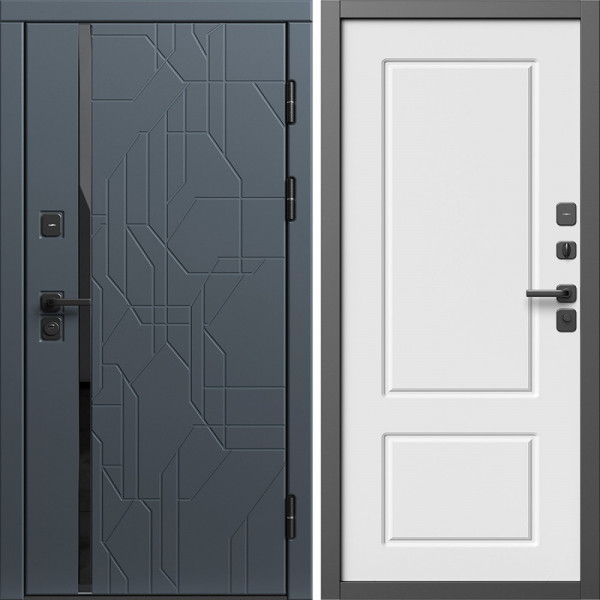 Входная дверь Termo-Door Сплит Графит - Марсель Белый софт