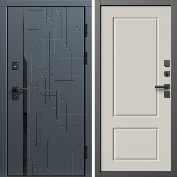 Входная дверь Termo-Door Сплит Графит - Марсель Слоновая кость