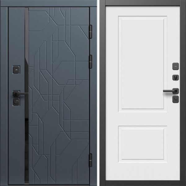 Входная дверь Termo-Door Сплит Графит - Нео Классика Белый Софт