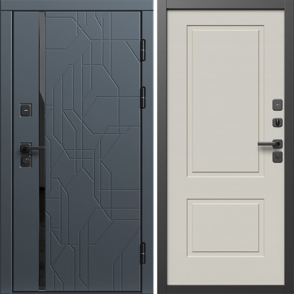 Входная дверь Termo-Door Сплит Графит - Нео Классика Слоновая Кость